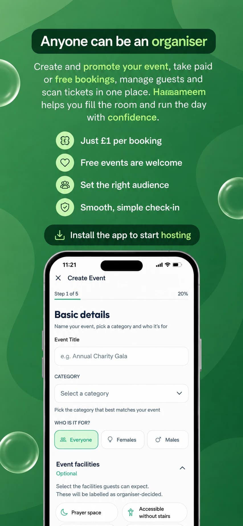 Anyone can be an organiser in the Haaameem iOS app