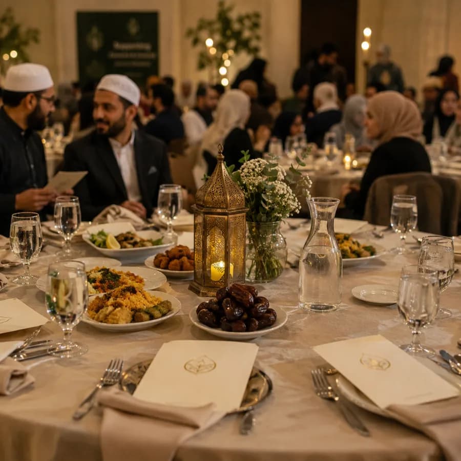 Guests dining together at a community event