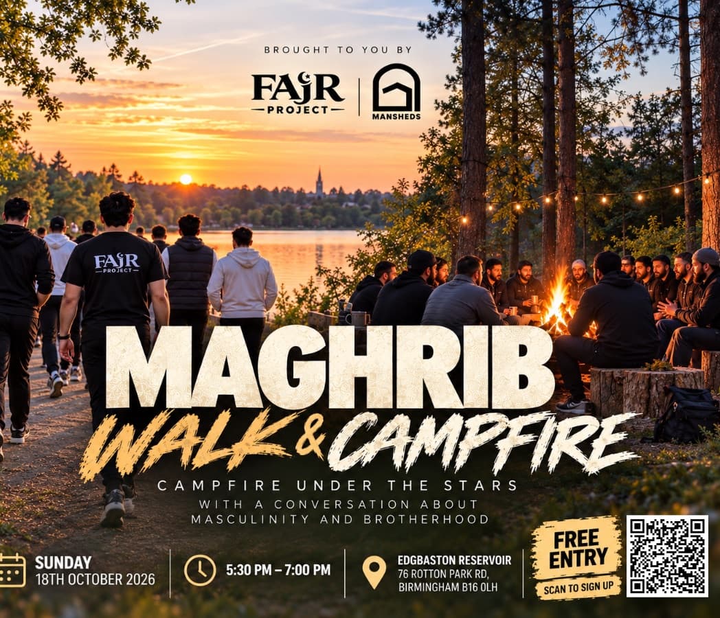 Event poster for Fajr Project- Magreb Walk & Campfire